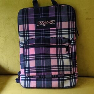 Jansport Pink and Black Plaid Backpack